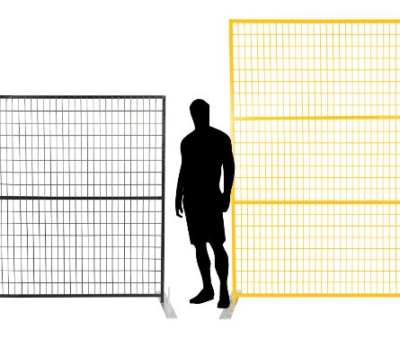 Illustration of fence panel height relative to average male height.